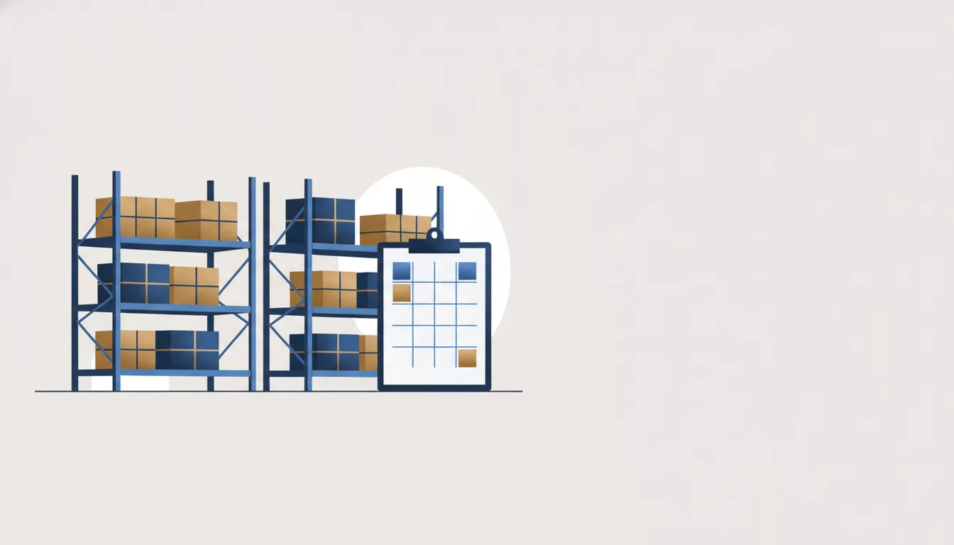 Illustration d'un entrepôt avec des palettes comptées